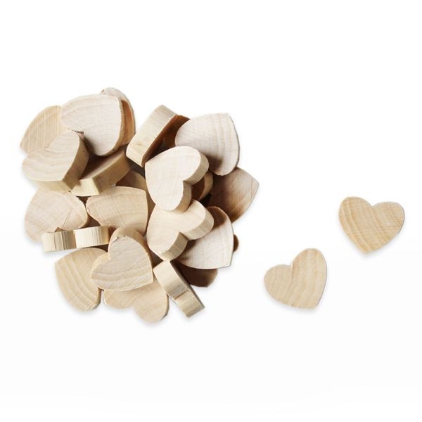 Srdce přízdoba dřevo 24ks 2,8cm natural